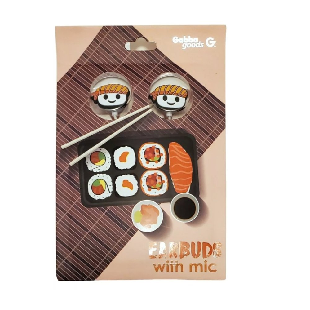 NIP Earbuds with Mic Headphones Gabba Goods Sushi